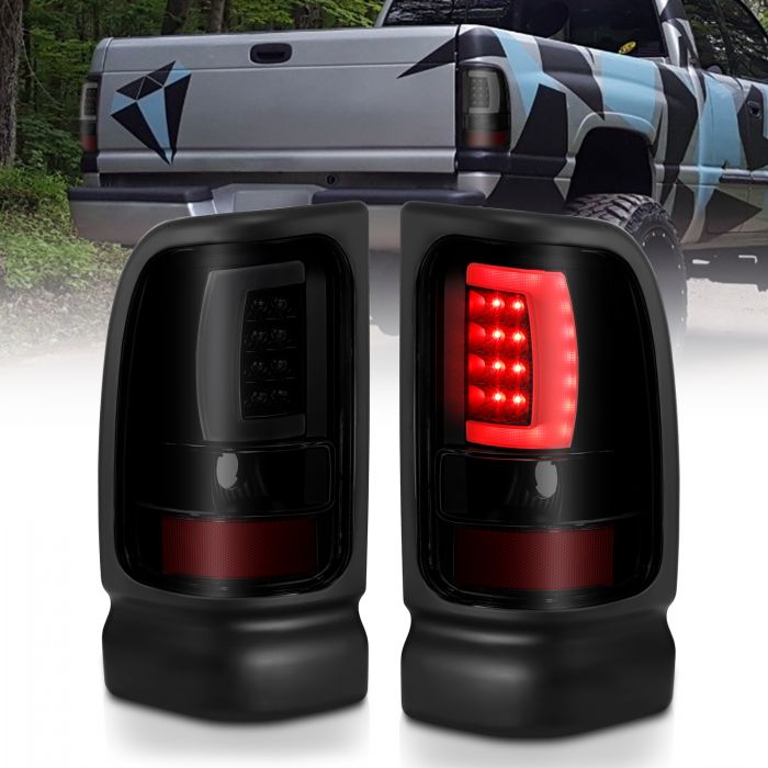 ANZO - 1994-2001 DODGE RAM 1500/2500/3500 LED TAILLIGHTS PLANK STYLE BLACK WITH SMOKE LENS-Tail Lights-Deviate Dezigns (DV8DZ9)