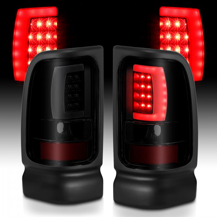 ANZO - 1994-2001 DODGE RAM 1500/2500/3500 LED TAILLIGHTS PLANK STYLE BLACK WITH SMOKE LENS-Tail Lights-Deviate Dezigns (DV8DZ9)