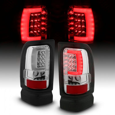 ANZO - 1994-2001 DODGE RAM 1500/2500/3500 LED TAILLIGHTS PLANK STYLE CHROME WITH CLEAR LENS-Tail Lights-Deviate Dezigns (DV8DZ9)