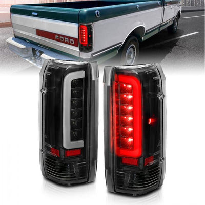 ANZO - 1989-1996 FORD F150/F250/F350 LED TAILLIGHTS BLACK HOUSING CLEAR LENS-Tail Lights-Deviate Dezigns (DV8DZ9)