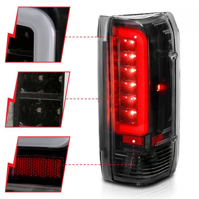 ANZO - 1989-1996 FORD F150/F250/F350 LED TAILLIGHTS BLACK HOUSING CLEAR LENS-Tail Lights-Deviate Dezigns (DV8DZ9)