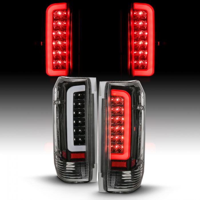 ANZO - 1989-1996 FORD F150/F250/F350 LED TAILLIGHTS BLACK HOUSING CLEAR LENS-Tail Lights-Deviate Dezigns (DV8DZ9)