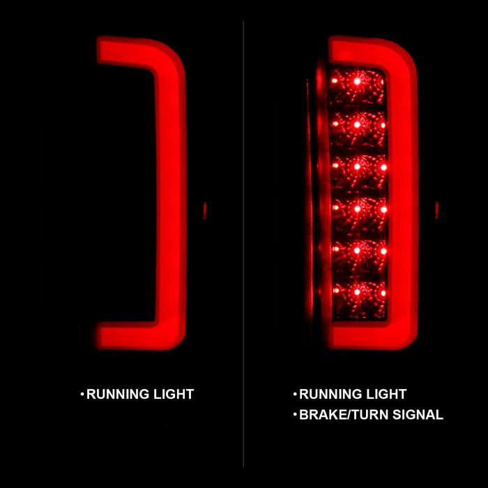 ANZO - 1989-1996 FORD F150/F250/F350 LED TAILLIGHTS BLACK HOUSING SMOKE LENS-Tail Lights-Deviate Dezigns (DV8DZ9)