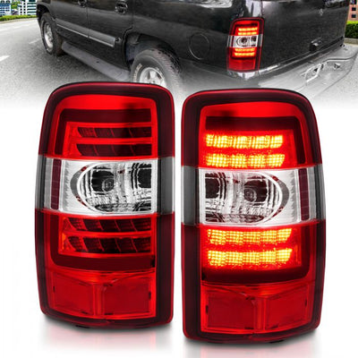 ANZO - 2000-2006 CHEVROLET TAHOE/SUBURBAN/GMC YUKON LED TAILLIGHTS RED/CLEAR LENS CHROME HOUSING-Tail Lights-Deviate Dezigns (DV8DZ9)