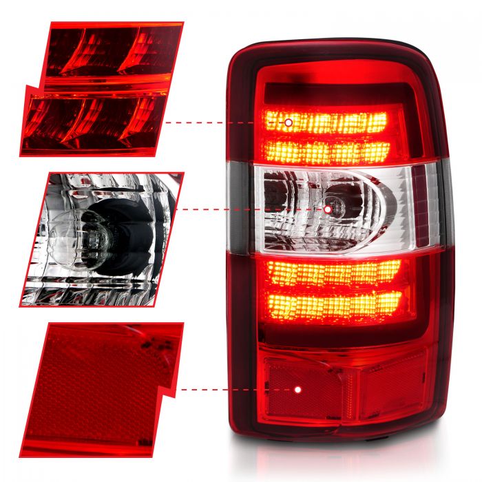 ANZO - 2000-2006 CHEVROLET TAHOE/SUBURBAN/GMC YUKON LED TAILLIGHTS RED/CLEAR LENS CHROME HOUSING-Tail Lights-Deviate Dezigns (DV8DZ9)