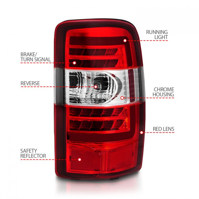 ANZO - 2000-2006 CHEVROLET TAHOE/SUBURBAN/GMC YUKON LED TAILLIGHTS RED/CLEAR LENS CHROME HOUSING-Tail Lights-Deviate Dezigns (DV8DZ9)