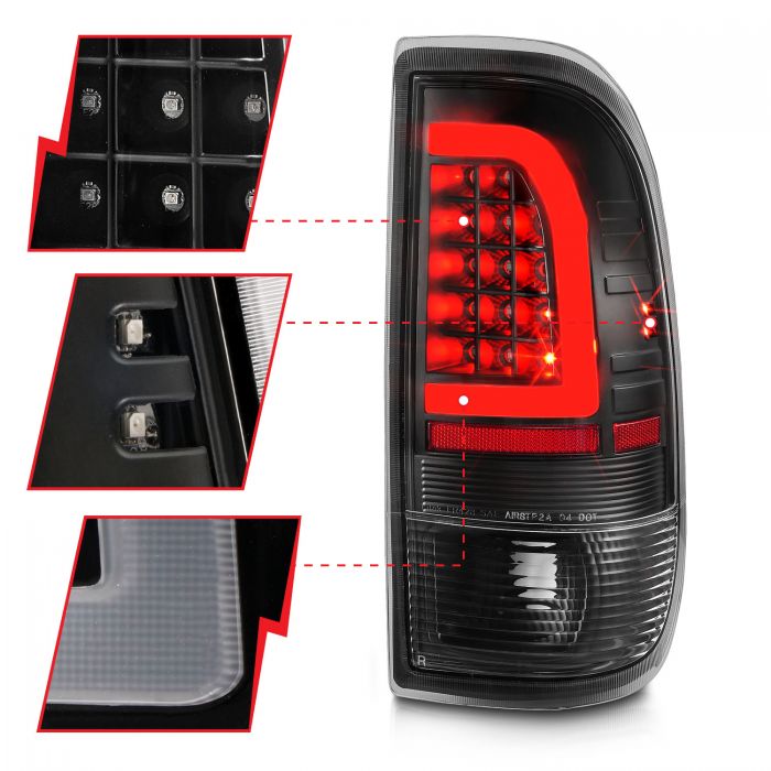 ANZO - 1997-2003 FORD F150/F250 LIGHTDUTY LED TAILLIGHTS BLACK HOUSING CLEAR LENS WITH C LIGHT BAR-Tail Lights-Deviate Dezigns (DV8DZ9)