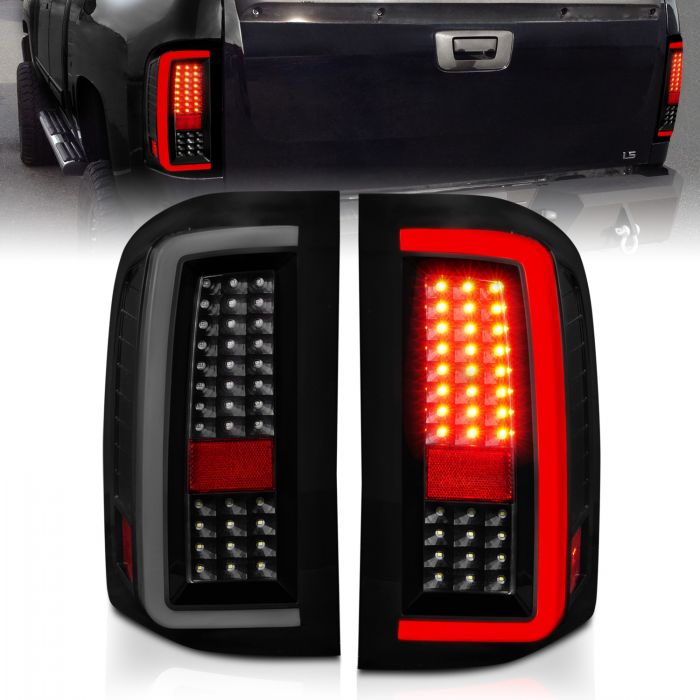 ANZO - 2007-2013 CHEVROLET SILVERADO 1500/2500HD/3500HD FULL LED C BAR TAILLIGHTS G5 BLACK SMOKE LENS-Tail Lights-Deviate Dezigns (DV8DZ9)