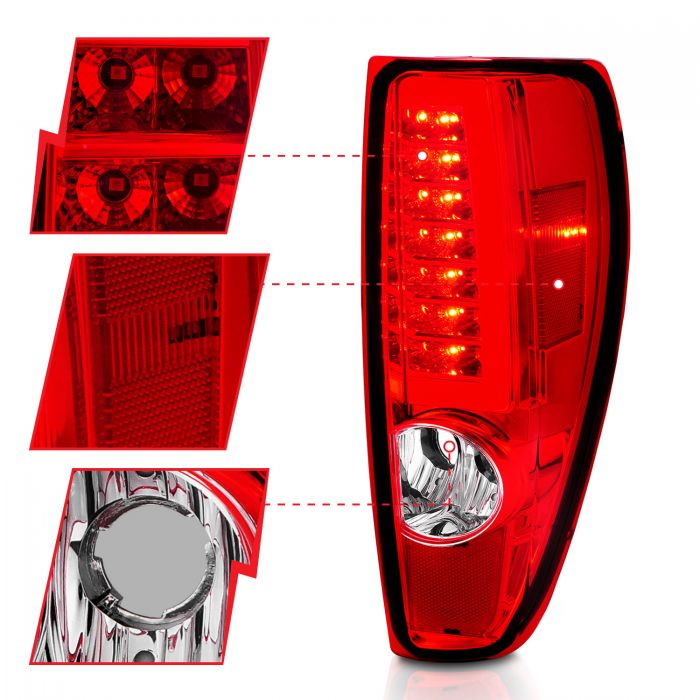 ANZO - 2004-2012 CHEVROLET COLORADO LED C LIGHT BAR TAILLIGHTS CHROME RED/CLEAR LENS-Tail Lights-Deviate Dezigns (DV8DZ9)