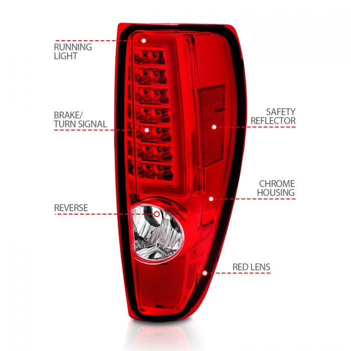 ANZO - 2004-2012 CHEVROLET COLORADO LED C LIGHT BAR TAILLIGHTS CHROME RED/CLEAR LENS-Tail Lights-Deviate Dezigns (DV8DZ9)