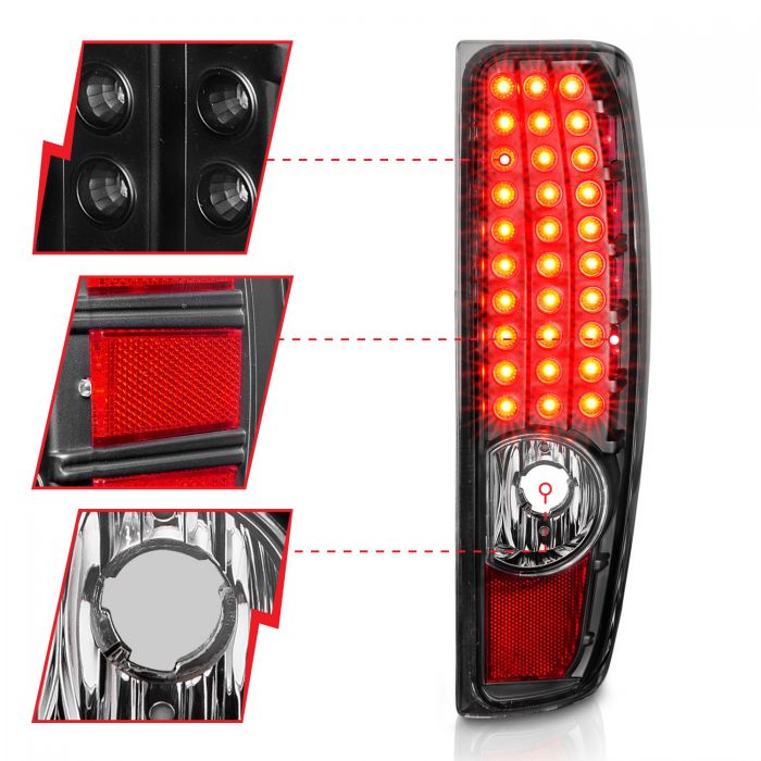 ANZO - 2004-2012 CHEVROLET COLORADO LED TAILLIGHTS BLACK HOUSING CLEAR LENS-Tail Lights-Deviate Dezigns (DV8DZ9)