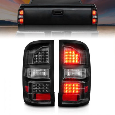 ANZO - 2014-2018 GMC SIERRA 1500/2500HD/3500HD TAILLIGHTS BLACK HOUSING CLEAR LENS-Tail Lights-Deviate Dezigns (DV8DZ9)