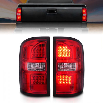 ANZO - 2014-2018 GMC SIERRA 1500/2500HD/3500HD TAILLIGHTS RED/CLEAR LENS CHROME-Tail Lights-Deviate Dezigns (DV8DZ9)