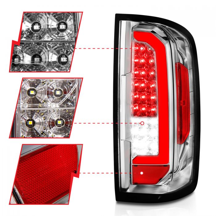 ANZO - 2015-2021 CHEVROLET COLORADO FULL LED TAILLIGHTS CHROME CLEAR LENS-Tail Lights-Deviate Dezigns (DV8DZ9)