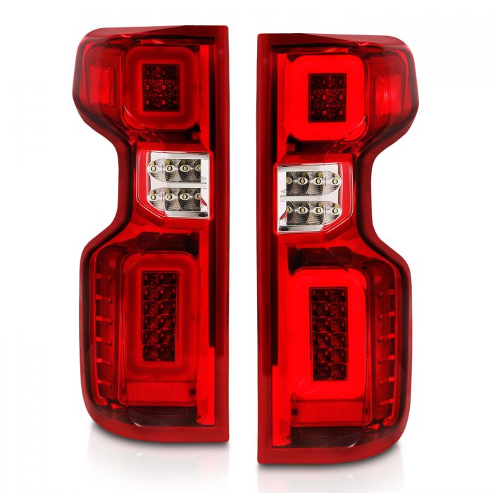 ANZO - 2019-2021 CHEVROLET SILVERADO 1500 FULL LED TAILLIGHT CHROME HOUSING RED/CLEAR LENS (FACTORY LED MODELS)-Tail Lights-Deviate Dezigns (DV8DZ9)