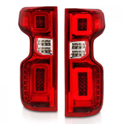 ANZO - 2019-2021 CHEVROLET SILVERADO 1500 FULL LED TAILLIGHT CHROME HOUSING RED/CLEAR LENS (FACTORY HALOGEN BULB MODEL)-Tail Lights-Deviate Dezigns (DV8DZ9)