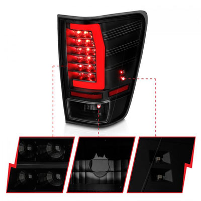 ANZO - 2004-2015 NISSAN TITAN LED TAIL LIGHTS BLACK HOUSING SMOKED LENS WITH C LIGHT BAR-Tail Lights-Deviate Dezigns (DV8DZ9)