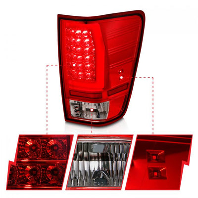 ANZO - 2004-2015 NISSAN TITAN LED TAIL LIGHTS CHROME HOUSING RED/CLEAR LENS WITH C LIGHT BAR-Tail Lights-Deviate Dezigns (DV8DZ9)