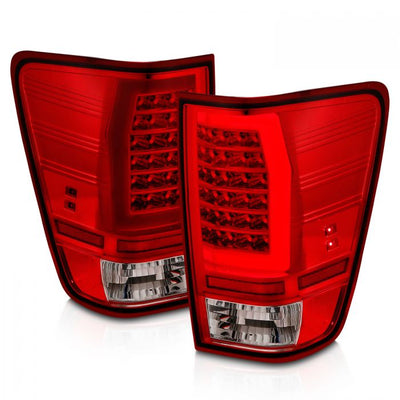 ANZO - 2004-2015 NISSAN TITAN LED TAIL LIGHTS CHROME HOUSING RED/CLEAR LENS WITH C LIGHT BAR-Tail Lights-Deviate Dezigns (DV8DZ9)