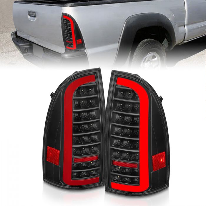 ANZO - 2005-2015 TOYOTA TACOMA FULL LED TAILLIGHTS WITH SEQUENTIAL LIGHT BAR BLACK HOUSING CLEAR LENS-Tail Lights-Deviate Dezigns (DV8DZ9)