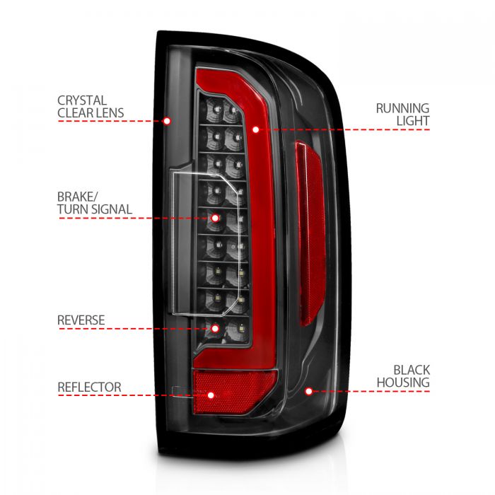 ANZO - 2015-2021 CHEVROLET COLORADO FULL LED TAILLIGHTS BLACK CLEAR LENS-Tail Lights-Deviate Dezigns (DV8DZ9)