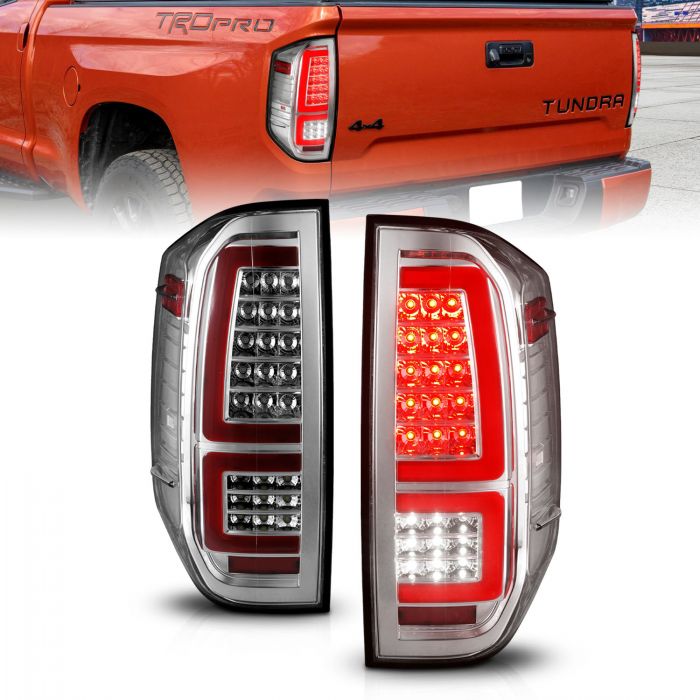 ANZO - 2014-2021 TOYOTA TUNDRA FULL LED TAILLIGHTS CHROME HOUSING CLEAR LENS RED LIGHT BAR WITH SEQUENTIAL SIGNAL-Tail Lights-Deviate Dezigns (DV8DZ9)