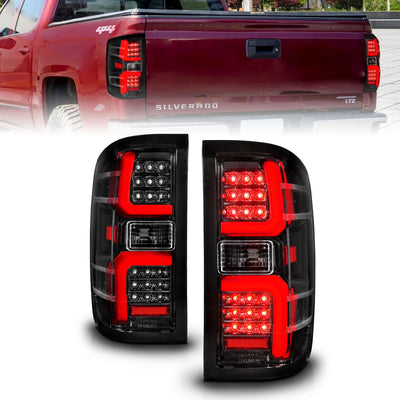 ANZO - 2014-2018 CHEVROLET SILVERADO 1500/2015-2019 SILVERADO 2500/3500 LED TAIL LIGHTS BLACK CLEAR LENS W/ SEQUENTIAL SIGNAL-Headlights-Deviate Dezigns (DV8DZ9)