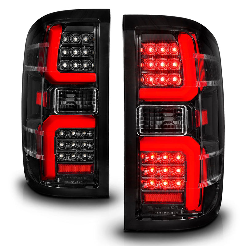 ANZO - 2014-2018 CHEVROLET SILVERADO 1500/2015-2019 SILVERADO 2500/3500 LED TAIL LIGHTS BLACK CLEAR LENS W/ SEQUENTIAL SIGNAL-Headlights-Deviate Dezigns (DV8DZ9)