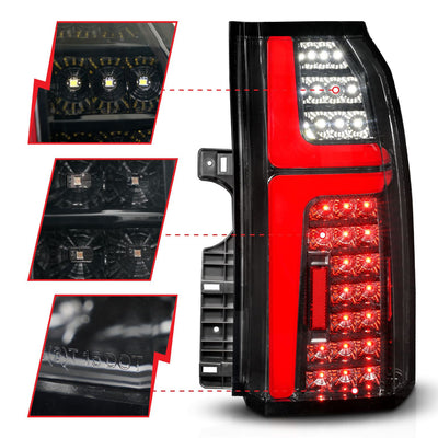 ANZO - 2015-2020 CHEVROLET TAHOE/SUBURBAN FULL LED TAIL LIGHTS BLACK HOUSING CLEAR LENS W/ LIGHT BAR W/ SEQUENTIAL SIGNAL-Headlights-Deviate Dezigns (DV8DZ9)