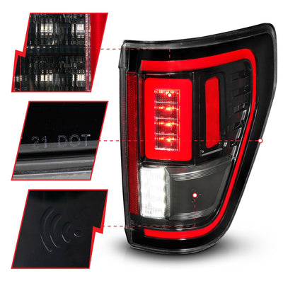 ANZO - FORD F-150 21-23 FULL LED TAIL LIGHTS BLACK HOUSING CLEAR LENS W/ INITIATION & SEQUENTIAL (FOR HALOGEN MODEL W/O BLIS & LED MODEL W/ BLIS SYSTEM)-Tail Lights-Deviate Dezigns (DV8DZ9)