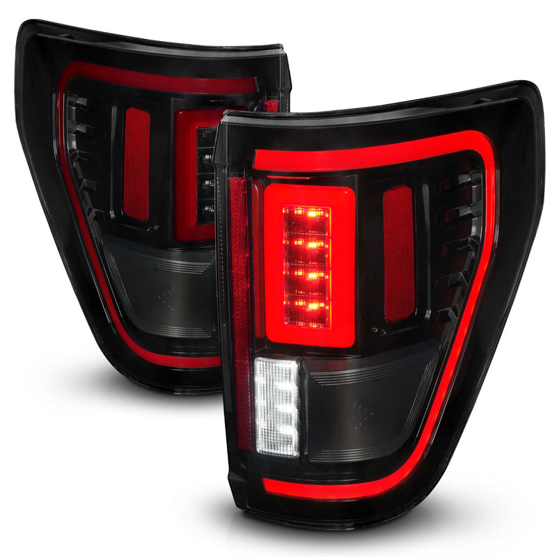 ANZO - FORD F-150 21-23 FULL LED TAIL LIGHTS BLACK HOUSING SMOKE LENS W/ INITIATION & SEQUENTIAL (FOR HALOGEN MODEL W/O BLIS & LED MODEL W/ BLIS SYSTEM)-Tail Lights-Deviate Dezigns (DV8DZ9)