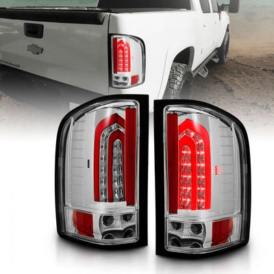 ANZO - 2007-2013 CHEVROLET SILVERADO 1500/2500HD/3500HD LED TAILLIGHTS CHROME G2-Tail Lights-Deviate Dezigns (DV8DZ9)