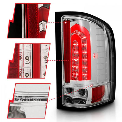 ANZO - 2007-2013 CHEVROLET SILVERADO 1500/2500HD/3500HD LED TAILLIGHTS CHROME G2-Tail Lights-Deviate Dezigns (DV8DZ9)