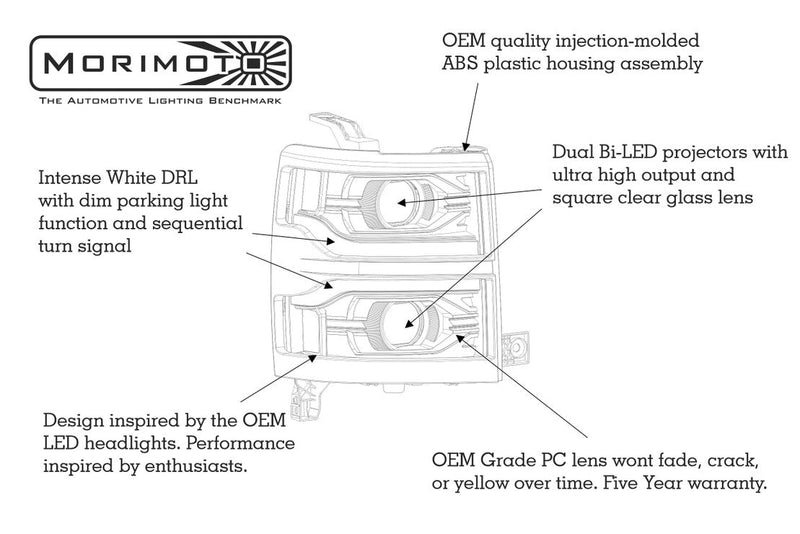 MORIMOTO - XB LED | Silverado 1500 | 14-15-Headlights-Deviate Dezigns (DV8DZ9)