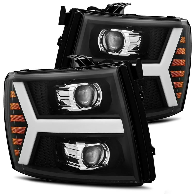 ALPHAREX - PRO | Black | 2007-2013 Chevrolet Silverado 1500/2007-2014 2500HD/3500HD-Headlights-Deviate Dezigns (DV8DZ9)