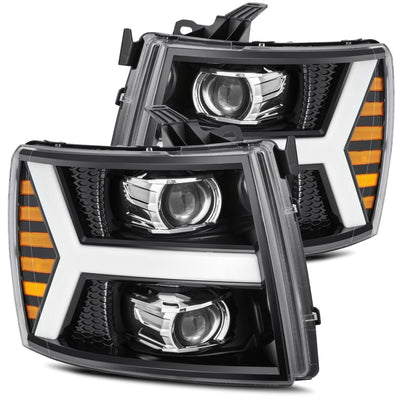 ALPHAREX - LUXX | Jet-Black | 2007-2013 Chevrolet Silverado 1500/2007-2014 2500HD/3500HD-Headlights-Deviate Dezigns (DV8DZ9)