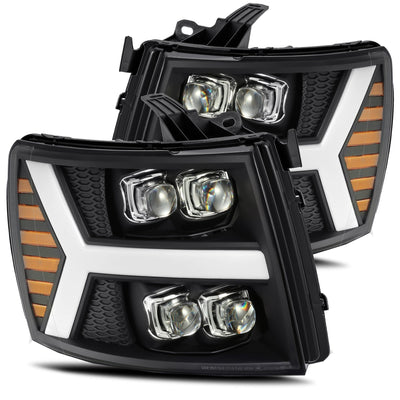 ALPHAREX - NOVA | Black | 2007-2013 Chevrolet Silverado 1500/2007-2014 2500HD/3500HD-Headlights-Deviate Dezigns (DV8DZ9)