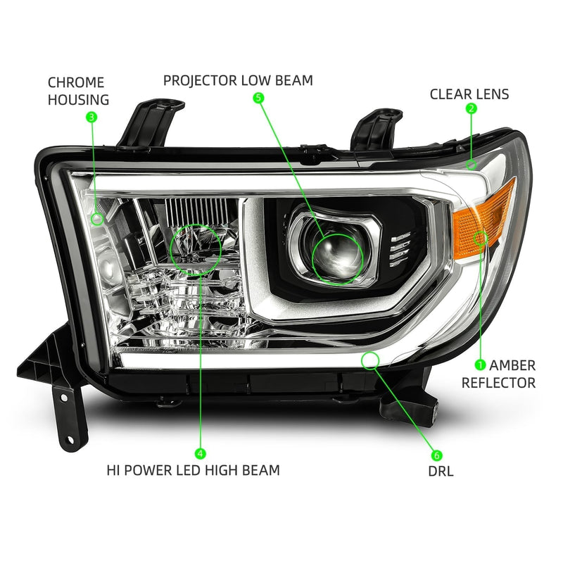 ALPHAREX - 07-13 Toyota Tundra PRO-Series Projector Headlights Chrome (W/O Level Adjuster)-Lighting-Deviate Dezigns (DV8DZ9)