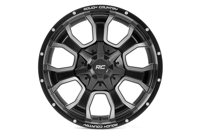 Rough Country  | Rough Country 93 Series Wheel | One-Piece | Machined Black | 20x9 | 6x5.5/6x135 | 0mm